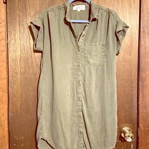 Olive button down dress